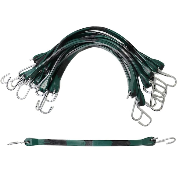 Boxer Tools 15-in. Rubber Bungee Cords HD Outdoor- 100% EPDM WeatherProof w/Crimped S Hook, 10PK 66102 - main